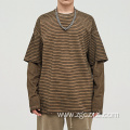 Spring New Batik Frayed Striped Loose T-Shirt